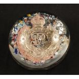 A GRV Royal Engineers badge crafted into a paperweight