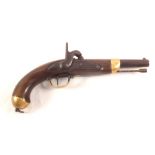 A French 1842 model percussion military service pistol with signed lock,