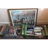 A collection of military related books and a military print 'Soldiers of the 10th Light Dragoons',