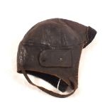 An early 20th Century leather flying helmet