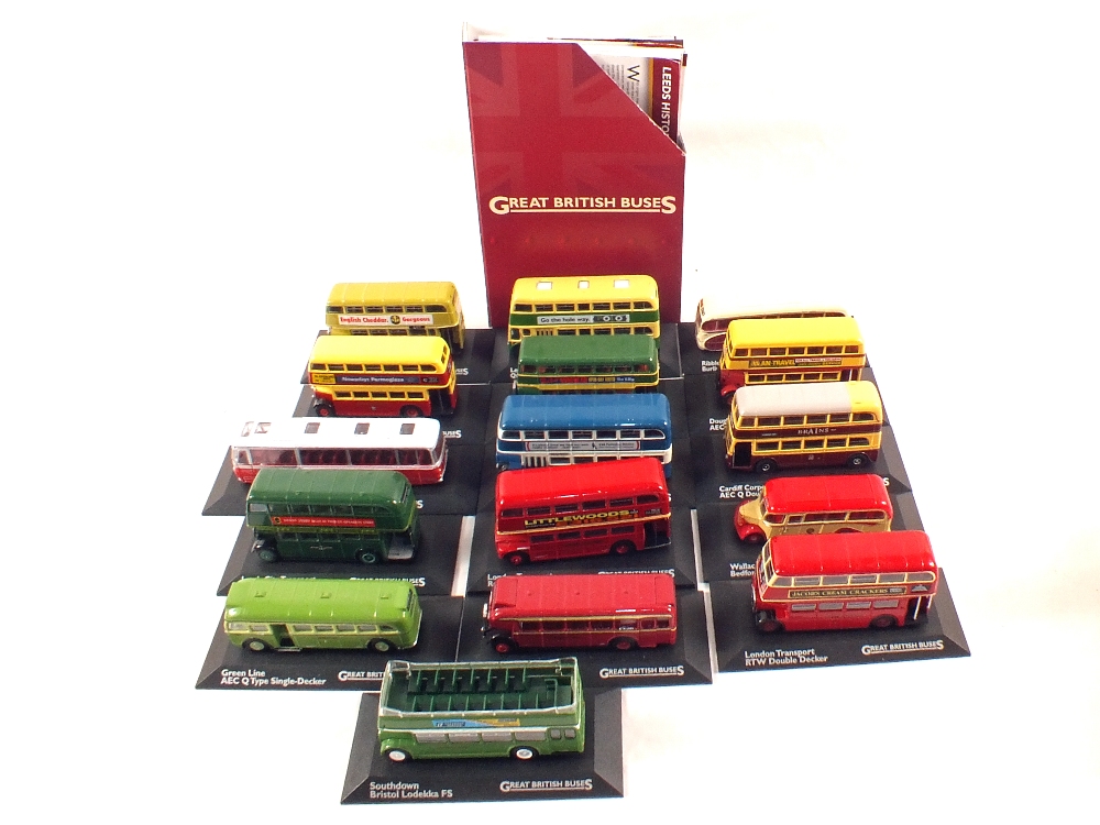 Various model buses and motorcycles on stands - Image 2 of 2