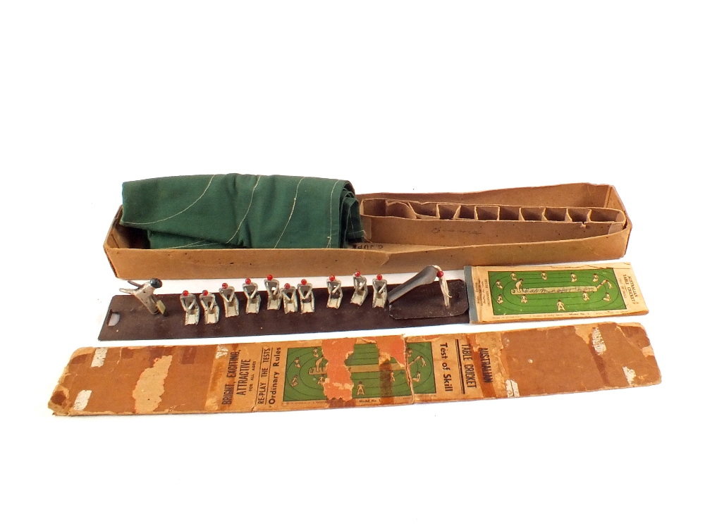 A boxed Australian Jupe Bros Australian table cricket game with lead figure and instruction booklet