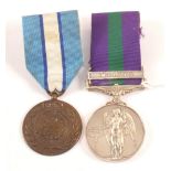 A GSM Malaya with U.N. medal to 22798210 CFN R.R.