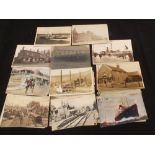 Various better postcards including Guildford railway station, Gomshall railway station,