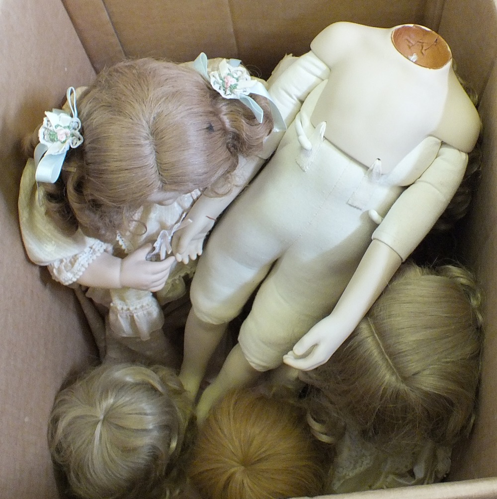 Seven various large porcelain dolls