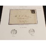 GB Penny Black on 1841 entire letter, Liverpool Maltese Cross and annotations,