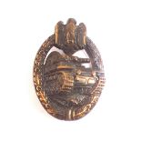 A German WWII (PATTERN) Bronze Panzer Assault badge