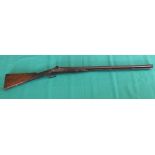 A double barrel muzzle loading shotgun of approx 12 bore by Alfred Clayton,
