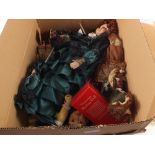 Two boxes of various dolls