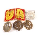 German (PATTERN) SA Sports badge with DVL Sports badge, Army Officers belt buckle,