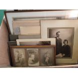 A box of Victorian and later photographs, loose and in albums,