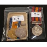 A WWI pair to 10463 Pte A.Matthews R.Suss.R. in box of issue with a Q.S.A. medal to 7053 Pte C.