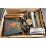 A box of British equipment including Air Ministry first aid outfit,