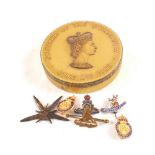 A collection of sweetheart brooches and badges including a Silver Norfolk Reft example in a QEII