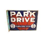An enamel Park Drive double sided sign and an R.M.