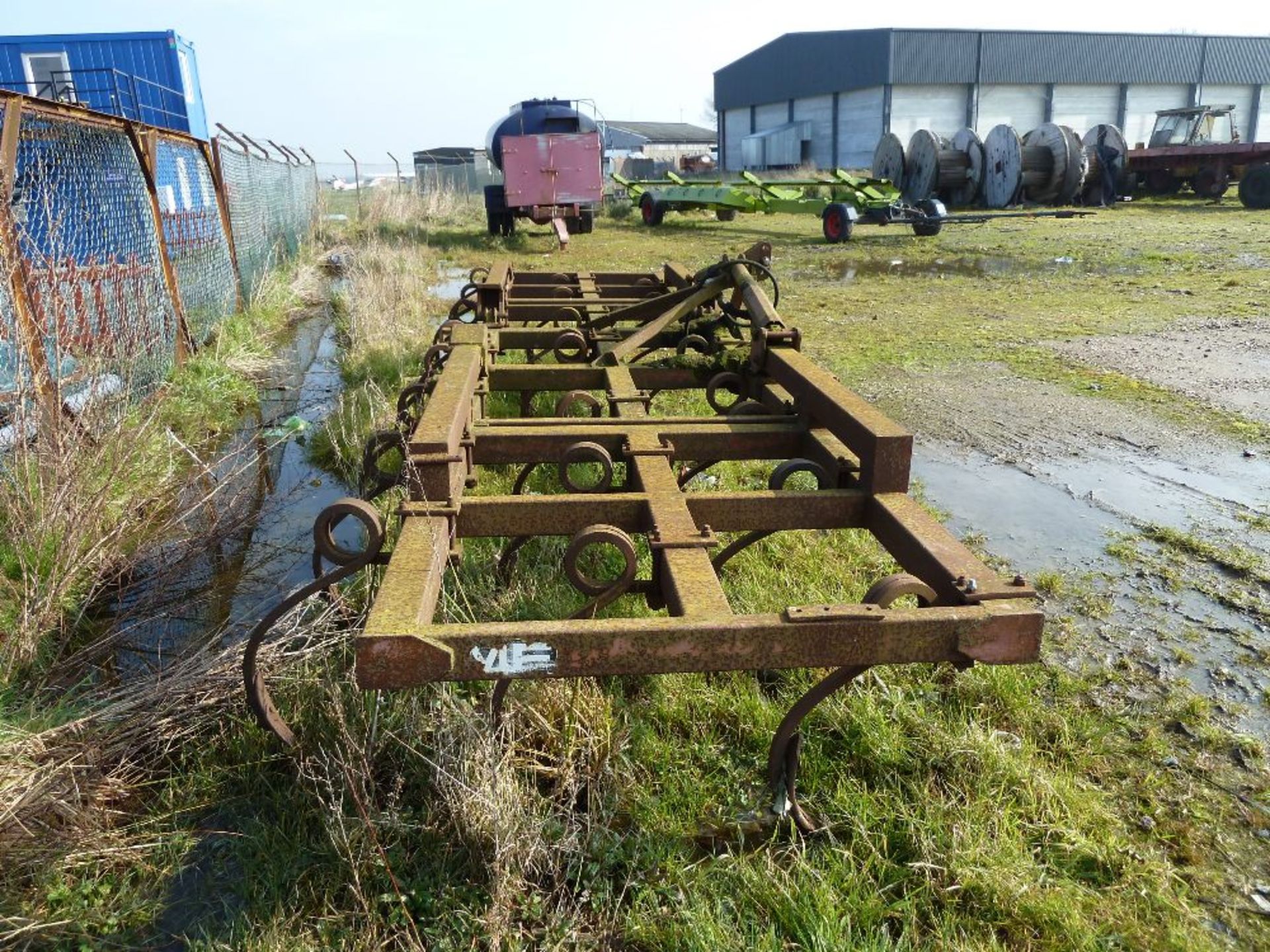 Massey pigtail cultivator, hydraulic folding, 6m. Stored near Beccles.