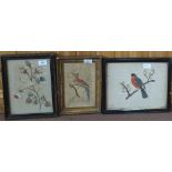 Three 19th Century silkwork pictures of birds