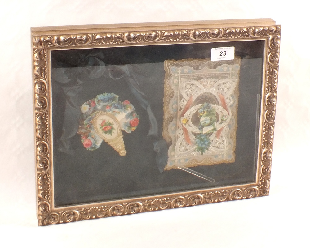 Two framed Victorian expanding sweetheart momentos