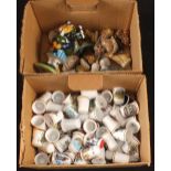 Two boxes of thimbles plus Wade whimsies