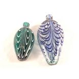 Two Nailsea coloured glass flasks