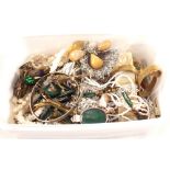 A box of various costume jewellery,