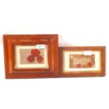 A 19th Century wax seals on paper in two Maple frames