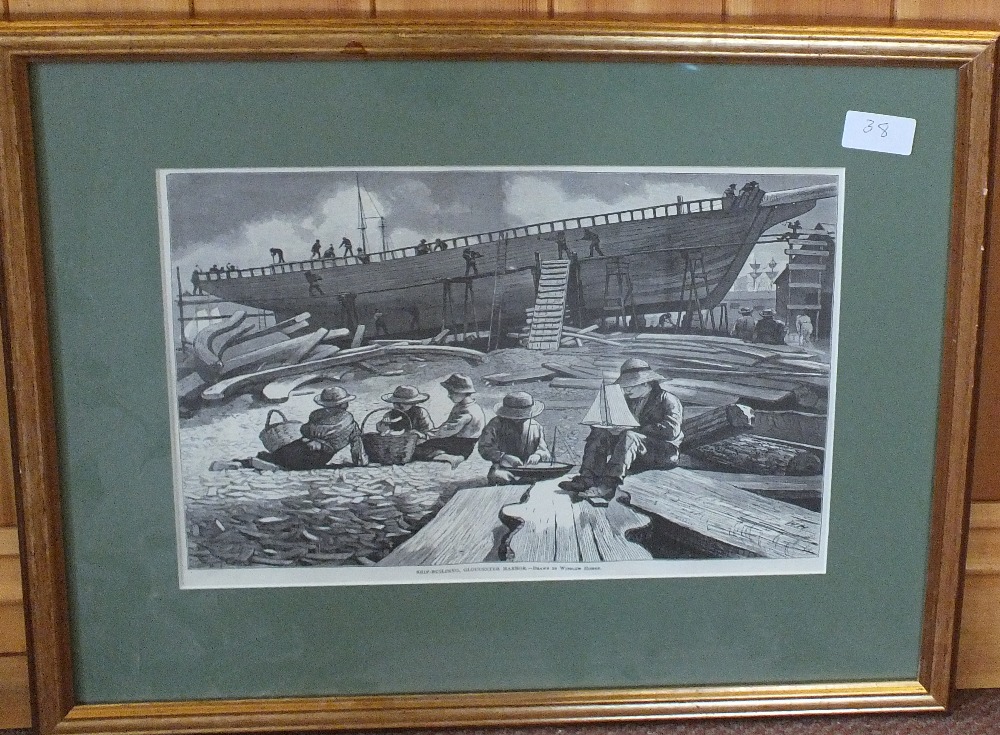 Watercolour of fishers mending nets plus five other nautical pictures - Image 3 of 5