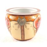 A modern Chinese rose decorated jardiniere plus a Tretchikov print