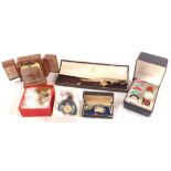 A selection of watches including four various pendant watches, one marked Marvin,