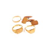 Two 9ct Gold signet rings (one as found),