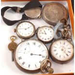 Three Silver pocket watches and three Silver wristwatches