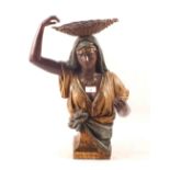 A signed terracotta bust of an Arab lady,