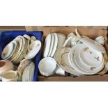 Various pottery and porcelain dinner and teawares etc (two boxes)