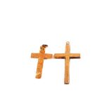 Two 9ct Gold cross pendants (one as found)