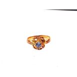 A 15ct Gold blue stone set ring,