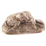 A model reclining deerhound impressed 'Gayrard, London 1848' stamped 800, metal weight 25 troy oz,