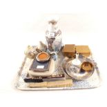 A collection of items including two Silver photo frames and ceramics