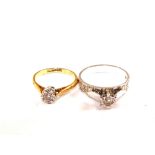 Two 18ct Gold illusion set Diamond rings