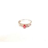 A 9ct Gold pink stone set ring,