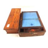 A 19th Century Rosewood and Mother of Pearl writing slope and a wooden multiple money box
