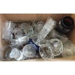 Various items of cut and coloured glass etc (two boxes)