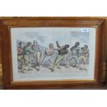 A pair of 19th Century Pugilist prints depicting the fight between Crib and Molyneaux, 1811,