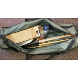 A Longworth croquet set in carrying bag