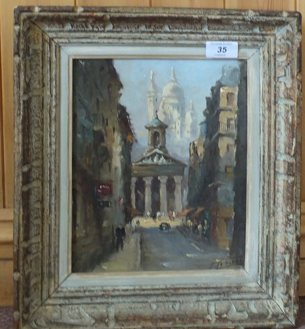 Oil on canvas of a Parisian scene,