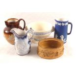 A Wedgwood Jasperware jug and other china