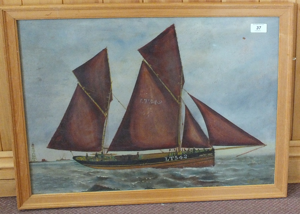 Oil on board, vessel LT542, dated 1895,
