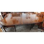 A good quality Regency 'D' end dining table with single leaf on square tapered legs