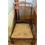 A Mahogany china cabinet and Edwardian inlaid Mahogany nursing chair