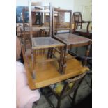 An Oak drawer leaf table and six various chairs