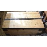 A Victorian Pine metal bound tool box